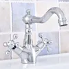 Kitchen Faucets Chrome Brass Deck Mount Bathroom Sink Faucet Swivel Spout Cold Mixer Water Tap 2sf659