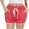 Aktiva shorts Kvinnors avslappnade fasta färgbindningsfärgade kortpartklänningar för kvinnors sömlösa träningsscrunch