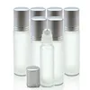 Silver Lids Frosted Clear Glass Roller Bottles 10ml HIgh Quality Roll On Bottles with SS Roller For Essential Oil Perfume Skin Care Tqxqt