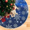 Decorazioni natalizie Inverno Fiocchi di neve blu Gonna per albero Grande tappetino stagionale rotondo Forniture per feste Ornamenti natalizi Decorazione domestica