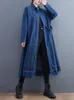 Women's Trench Coats Denim Patchwork Blue Vintage Oversized Long Coat For Women Clothes Casual Loose Outerwear Fashion Autumn Winter 2023