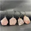 Pendant Necklaces Irregar Natural Crystal Stone Gold Sier Plated With Chain For Women Girl Decor Jewelry Drop Delivery Pendants Dhkw4