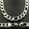 Fashion Men's Necklace 1pcs King-Size Men's Figaro Chains 925 Sliver Necklace 12mm 30inch 76cm 319u