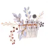 Fermagli per capelli fatti a mano color oro fiore foglia pettine da sposa per la sposa accessori floreali strass testa pezzi ornamenti
