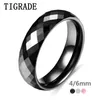 TIGRADE 4/6mm bague en céramique noire pour femme homme rose coupe à la main de qualité supérieure anti-rayures à la mode femmes anneaux sans allergie