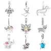 925 perline d'argento misura braccialetto di fascino originale simpatici animali tartaruga gatto cucciolo scimmia unicorno perline per unisex regalo di San Valentino230N