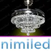 nimi934 42 moderno 3 anéis led invisível retrátil cristal ventilador lâmpada sala de estar restaurante lustre quarto pindan311a