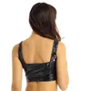 Lakleer Beha Vrouwen Lingerie Erotische Latex Sexy Lederen Crop Tops Nachtclub Dancewear Open Cup Beha Keten Lace Up Tanks Top239W