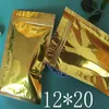 100pcs lot 12 20cm Cheap Whole Golden Zipper Lock metallic Aluminum Foil Zip lock Bags gold bags packaging pouch 255a