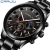 Crrju Mens Watches Top Brand Luxury Sport Quartz All Steel Male Clock Military Camping防水クロノグラフRelogio Masculino241n