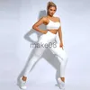 Tute da donna Tute da fitness a costine Set da yoga da donna 2 pezzi Abbigliamento sportivo da allenamento Set da palestra senza cuciture Abbigliamento sportivo da donna Nuova tuta a righe J230720