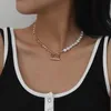 Chokers 2021 Mode Büroklammer Kette Halskette Frauen Retro Gold Farbe Dicke Schloss Choker Halsketten Für Schmuck Geschenk293W