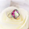 En snelle 925 sterling verzilverde mystieke steen Glaring Gemstone Cocktail Trouwringen voor lovers224w