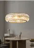 Pendant Lamps LED Modern Round Glass Golden Chandelier Hanging Light Fixture Glitter Suspension Crystal Lamp Lustre For Living Dinning Room