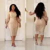 Champagne Kant Korte Moeder van de Bruid Jurken Plus Size 2019 Thee Lengte 3 4 Lange Mouwen Schede Moeder van Bruidegom Jurken M02248P