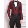 Whole- Jacket Pant Bowtie HandkerchiefSwallow Tailed Coat Fashion Men Suits Custom Homme Terno Slim Fit Formal Blazer Men Su256t