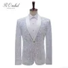 Bling White cekin blazer men szal Lapel DJ Club Stage Singer Ubrania nocne klub weselny kurtka homme męskie garnitury bla2740