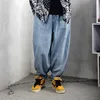 Mode hiphop harem jeans män casual streetwear lösa baggy byxor breda ben denim byxor manliga kläder264a