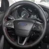 Svart syntetiskt läderbil rattskydd för Ford Focus 3 2015-2018 Kuga 2016-2018 Escape 2016-2018175p