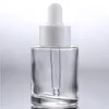 Wholesale 30ml Glass Dropper Pipette Bottle Amber Clear Frosted Cosmetics Cream Container with Black White Lids Fnqhx