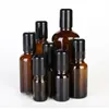 WHOLESALE Amber Glass Roll On Bottles 5ml 10ml 15ml 20ml 30ml 50ml 100ml Thick Glass Containers with SS Roller and Black Lids on Promot Xgla