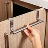 Stainless Steel Towel Rack Stand Bar Cabinet Door Hanging Holder Towel Rag Rack Shelf Household Bathroom Kitchen Accessories L230704