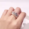 Fashion Brand Band Ring Punk Silver silver woman Rose Gold Stainless Steel Green Amber Spike Rings Jewelry For Men Women258C