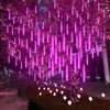 Strängar 30/50 cm 8 rör LED METEOR Dusch Rain Fairy String Lights Street Garlands Julgran Dekorationer för utomhusårsdekor