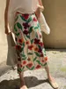 Skirts Miyake Pleated Flower Printed High Waist Slit Straight Skirt Women Spring Summer Korean Fashion Causal Designer Clothes 230719