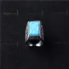 Western Ethnic Antique Silver Signet Rings Square Stone Men Finger Ring For Man Accessories Jewelry Bague Homme294C