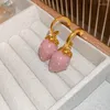 Dangle Earrings Korean Pink Strawberryペンダント女性のファッション甘いC字型パールアクセサリージュエリーギフト