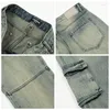 Męskie dżinsy High Street Washed Slim Fit Multi Pocket kombinezon American Retro Micro Horn Pants Modna moda
