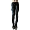 Women's Pants Faux Leather Button Women Trousers Skinny Steampunk Cosplay Carnival Party