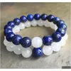 Bärade natursten 10 mm vit jadesträngar armband lapis lazui armband elastiska ädelsten pärlor läker gåvor droppleverans smycken dhh9g