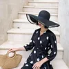 Chapeaux à large bord 15CM chapeau de paille dentelle plage femmes mode dames été 2023 Protection UV pliable pare-soleil casquette Sunhat