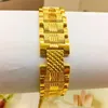 Bangle HOYON Real 24K Gold Coating Bracelet for Men Women Widen Watch Chain Bangles Pure Yellow Gold Color Chain Collares Fine Jewelry 230719