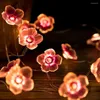 Strängar juldekorationer 2024 LED Garland Cherry Blossom String Lights Pink Flower 2M Batteridriven år Festoon