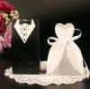 Dress Tuxedo Brud Groom Wedding Favor Ribbon Candy Bomboniere Box Anniversary Valentine's Day Engagement Treats Paper Boxes LL