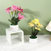 Fleurs décoratives réaliste Phalaenopsis ornements soie maison mariage bureau Simulation vert Tube faux 7 tête cinq plantes en pot