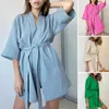 Roupa de dormir feminina Verão Champanhe Noiva Chinesa Robe de Casamento Cardigã Camisola Sexy Camisola Senhora Kimono Roupão de Banho Vestido Neglige