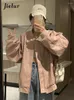 Kvinnors dike rockar Autumn Casual Loose Woman Retro Street Fashion Female Pink Simple Chicly Women