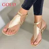 Sandals Black/Brown/Gold Women Summer Outdoor Beach Flip-flop Solid Gladiator Flats Casual Ladies Shoes