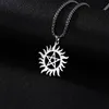 Pendentif Colliers En Acier Inoxydable Brillant Soleil Pentagramme Collier Surnaturel Dean Déclaration Boîte Chaîne Bijoux Pour Men352Z