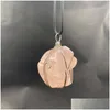 Pendant Necklaces Irregar Natural Crystal Stone Gold Sier Plated With Chain For Women Girl Decor Jewelry Drop Delivery Pendants Dhkw4