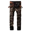 Heren Biker Jean-broek Hi-Street Slim Fit Painted Denim Joggers Mannelijke Rechte Geplooide Moto Jeans Pants254Z