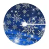 Decorazioni natalizie Inverno Fiocchi di neve blu Gonna per albero Grande tappetino stagionale rotondo Forniture per feste Ornamenti natalizi Decorazione domestica