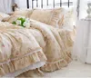 Ensembles de literie haut de gamme ensemble floral américain luxe coton égyptien élégant à volants dentelle housse de couette jupe de lit couvre-lit taies d'oreiller