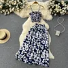 Urban Sexy Dresses Yuoomuoo Women Dress Set 2023 Summer Vacation Fashion Floral Print Straps Crop Tops Long kjolar Outfits Beach 2st Suits 230720