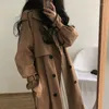 Women's Trench Coats Sigutan 2023 Women Coat Casual Długie odzież wierzchnia luźna moda z podwójnym wiatrem femme