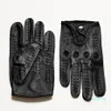 新しい到着豪華なメンズ本物の革手袋シープスキングローブファッションメンオスのための黒い通気性運転手袋3063